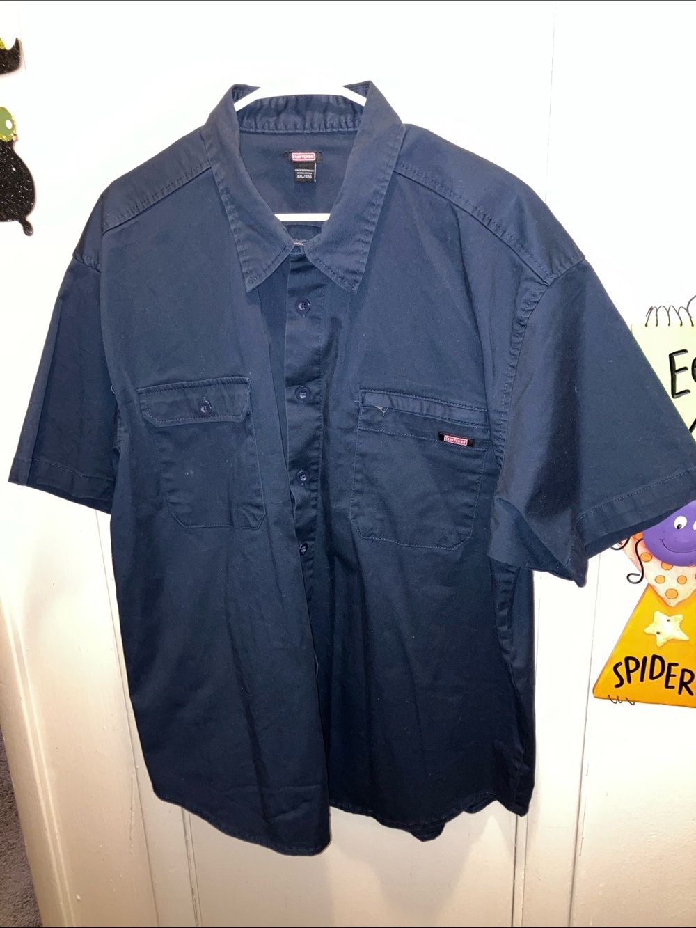 Craftsman Men's Navy Short-Sleeve Button-Down Work Shirt Size XXL